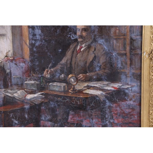 284 - G E Brown-Morison - Portrait of a Gentleman Seated in His Study - signed lower right, oil on canvas,... 