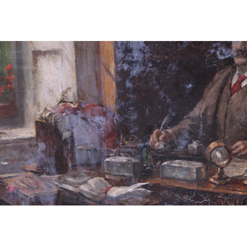 284 - G E Brown-Morison - Portrait of a Gentleman Seated in His Study - signed lower right, oil on canvas,... 
