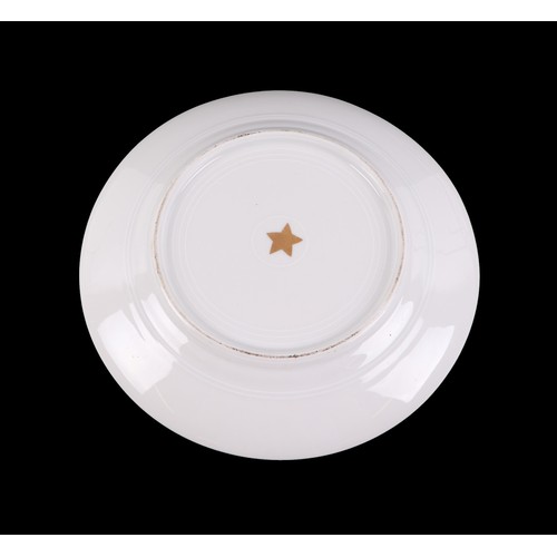 335 - A set of six 19th century continental porcelain plates decorated with Napoleonic period generals, 22... 