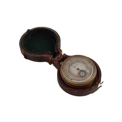 391 - A 19th century cased pocket compensated barometer, thermometer and compass.