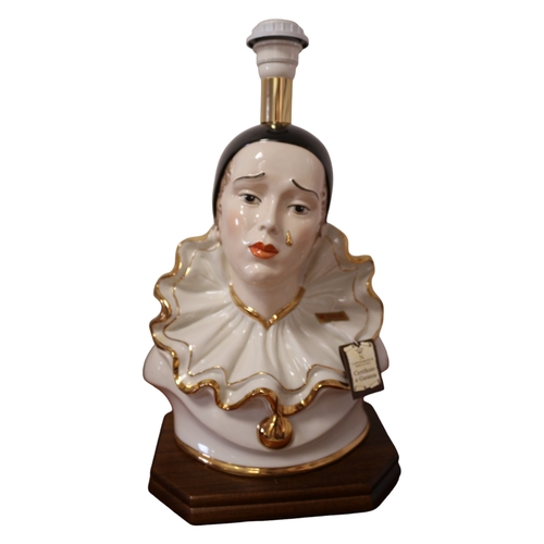 100 - Capodimonte Light on Wooden Stand Base, Hand Painted, 43cm