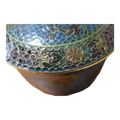 106 - Superb Vintage Japanese Plique a Jour Cloisonné Rice Bowl With Lid