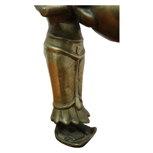 114 - Indian 19th Century Brass Oil Holder Figure, 17cm