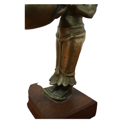 114 - Indian 19th Century Brass Oil Holder Figure, 17cm