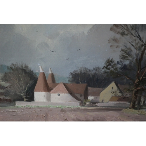 13 - Marcus Ford (British. b:1914) - Panoramic Kentish Landscape with Oast Houses and Rolling Fields - Oi... 