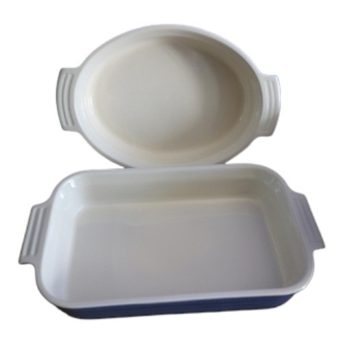 6 Le Creuset Baking Trays in Blue, 1 Pot without lid, Cast Iron