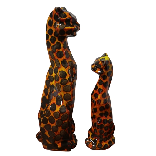 14 - Anita Harris Limited Edition - 2 x Large Ceramic Cats (Catalogued as Hot Coals) - Nicely Signed on B... 