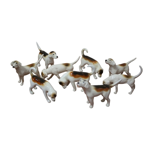 177 - Beswick Fox Hunting Set of 13, 2 Huntsman on Rearing Horses, Model 868, 1 Huntsman on Standing Horse... 