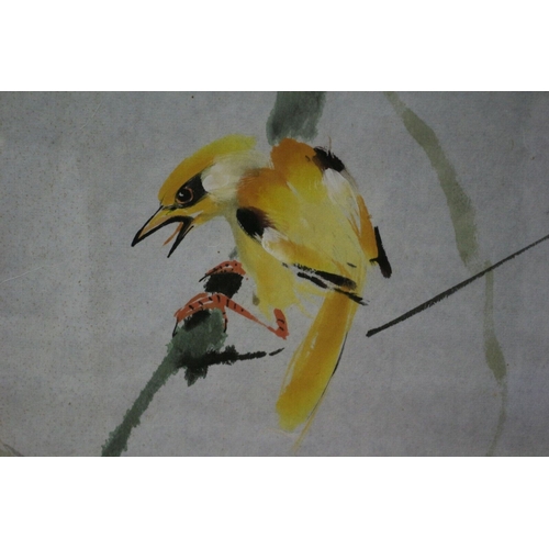 215 - Original Vintage Chinese Watercolour of a Bird on a Bamboo Branch by Sun Na Cai - Nicely Stamped wit... 