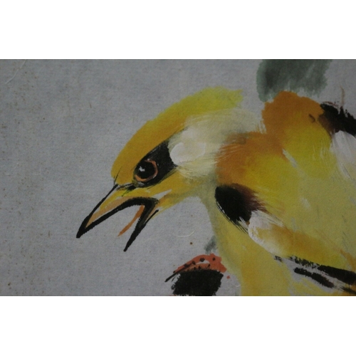 215 - Original Vintage Chinese Watercolour of a Bird on a Bamboo Branch by Sun Na Cai - Nicely Stamped wit... 