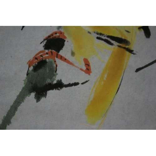 215 - Original Vintage Chinese Watercolour of a Bird on a Bamboo Branch by Sun Na Cai - Nicely Stamped wit... 