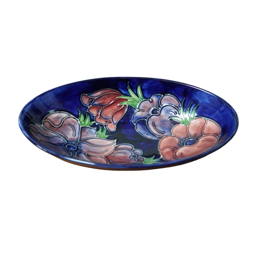 27 - Moorcroft Oval Dish, Large and Signed in Blue William Moorcroft, 23cm Long x 13.5cm Wide x 45cm Tall... 