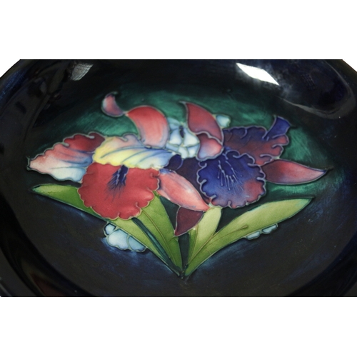 28 - Moorcroft Orchid Dish, 18.5cm, Signed in Blue Walter Moorcroft, 1st Quality