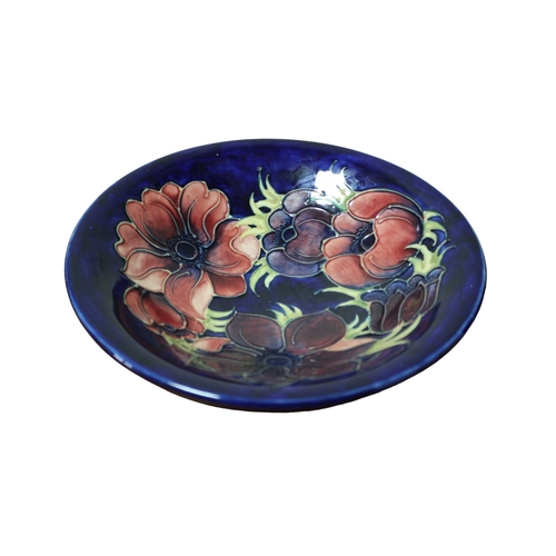 29 - Moorcroft Anemone Blue Bowl, 25cm Diameter, Signed in Green William Moorcroft to Base, 1st Quality