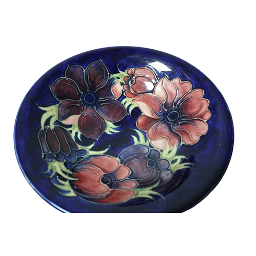 29 - Moorcroft Anemone Blue Bowl, 25cm Diameter, Signed in Green William Moorcroft to Base, 1st Quality