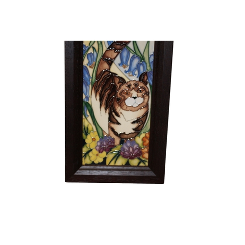 32 - Moorcroft Plaque 'Cat Nap' Design, 1st Quality, 40cm Tall x 14cm Wide, Signed to Back and Marked for... 