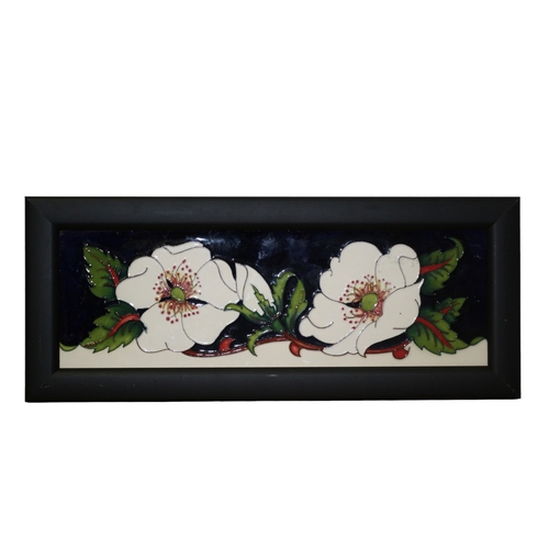 33 - Moorcroft Plaque White Rose Design, 1st Quality, 24cm Long x 14cm Tall