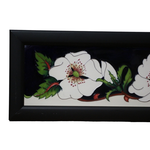 33 - Moorcroft Plaque White Rose Design, 1st Quality, 24cm Long x 14cm Tall