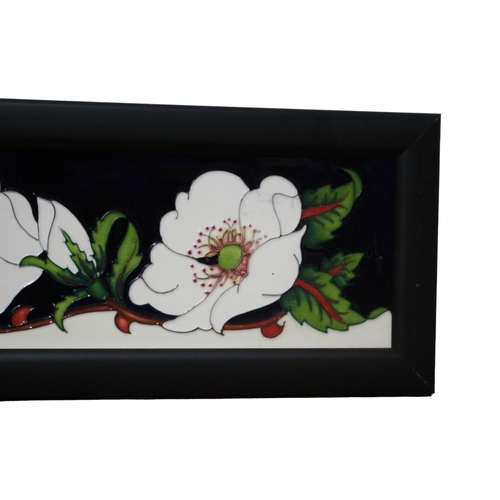 33 - Moorcroft Plaque White Rose Design, 1st Quality, 24cm Long x 14cm Tall