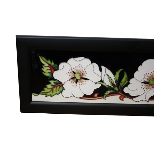 34 - Moorcroft Plaque 'White Rose' Design, 1st Quality, 24cm long x 14cm Tall