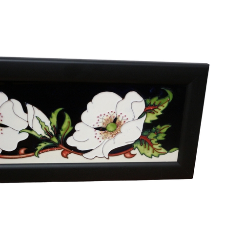 34 - Moorcroft Plaque 'White Rose' Design, 1st Quality, 24cm long x 14cm Tall