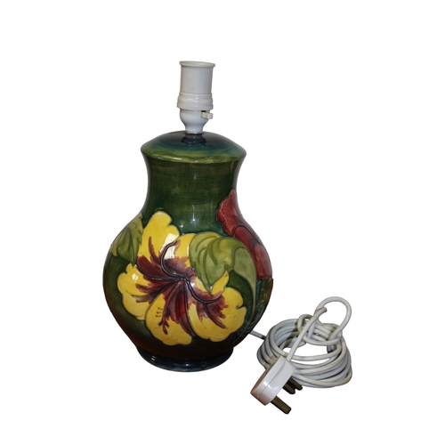 35 - Moorcroft Large & Rare 'Hibiscus' Lamp with Queen Mary Potters Label to Base, 25cm Tall, 1st Quality... 