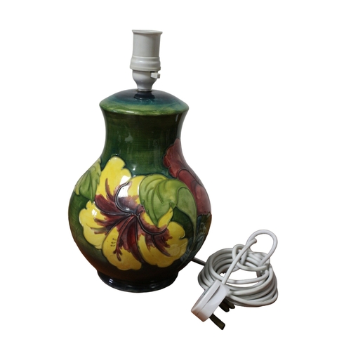 35 - Moorcroft Large & Rare 'Hibiscus' Lamp with Queen Mary Potters Label to Base, 25cm Tall, 1st Quality... 