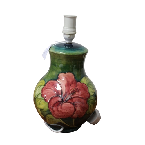 35 - Moorcroft Large & Rare 'Hibiscus' Lamp with Queen Mary Potters Label to Base, 25cm Tall, 1st Quality... 