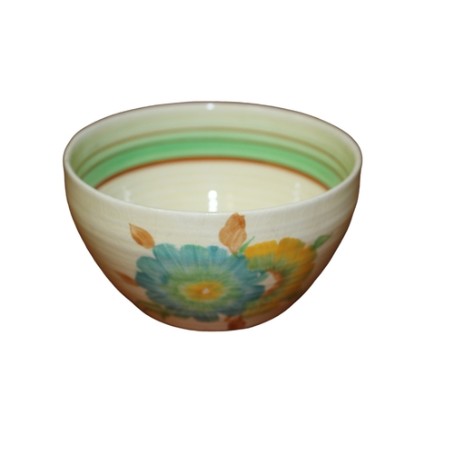 49 - Clarice Cliff 'Morning' Small  Bowl, 11cm Diameter x 6cm Tall, Small Jug 9.5cm Tall, Hair Line on Ju... 