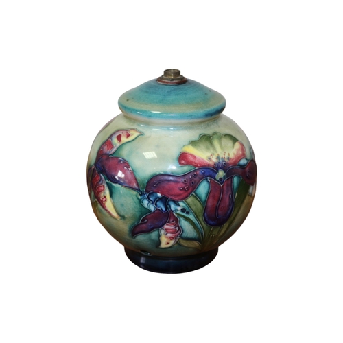 83 - Moorcroft Lamp Base - Signed Believed to be Walter Moorcroft in Green but Smudged - Stands 15cm