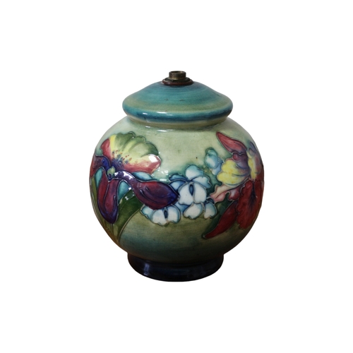 83 - Moorcroft Lamp Base - Signed Believed to be Walter Moorcroft in Green but Smudged - Stands 15cm