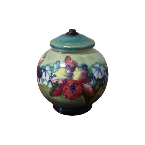 83 - Moorcroft Lamp Base - Signed Believed to be Walter Moorcroft in Green but Smudged - Stands 15cm