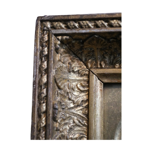 9 - 17th Century Heavy Gilded Picture Frame with a Watercolour Painting of Two Young Girls - On the Rear... 