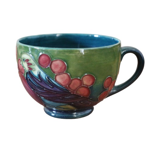 1 - Moorcroft Finch and Berries Cup and Saucer