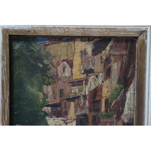 10 - 1939 - Artist - Morgan A. Thornley - Original Oil on Board - Drying Sheets on Lines - Nicely Framed ... 