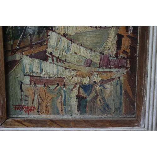 10 - 1939 - Artist - Morgan A. Thornley - Original Oil on Board - Drying Sheets on Lines - Nicely Framed ... 