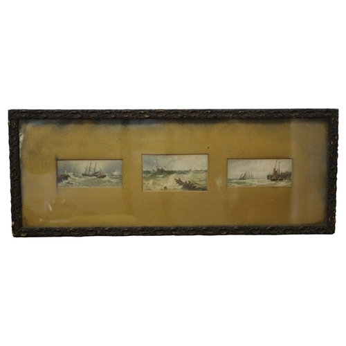 143 - 19th Century 3 Miniature Watercolours in Frame, 2 x Thomas Bush Hardy and a Central Painting by T H ... 