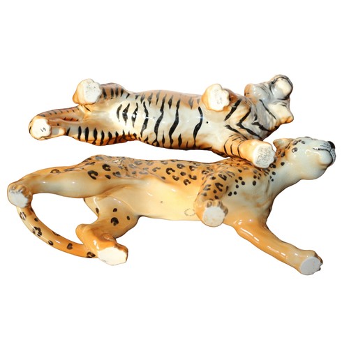 21 - Vintage Beswick Large - 30cm Long x 19cm Tall - Tiger (No.2096) plus a Large - 30cm Long x 13cm Tall... 