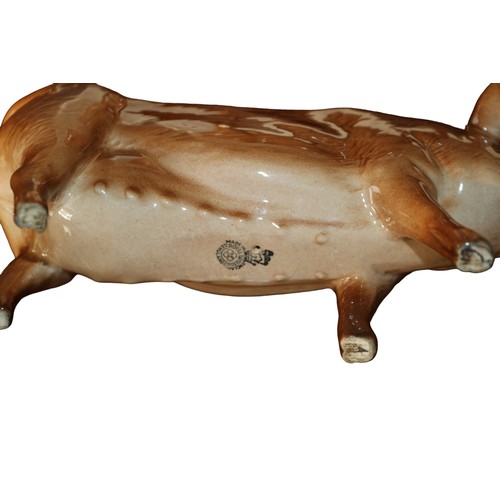 24 - Royal Doulton - Gloss Tamworth Pig on a Plinth - No. DA215 plus a Freestanding Gloss Tamworth Sow - ... 