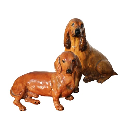 26 - Rare Coalport Tan Spaniel - 14cm Tall plus a Rare Male Dachshund Dog