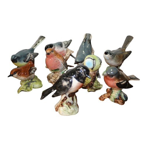 34 - Nice Selection of 9 Beswick Birds - Stonechat - Nuthatch - Whitethroat - Chaffinch - Grey Wagtail - ... 