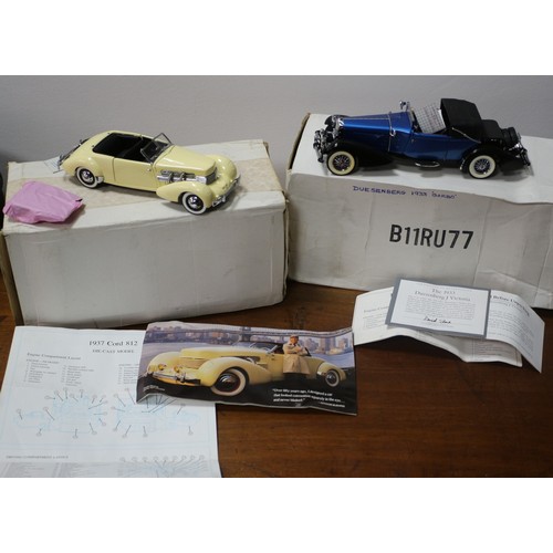 59 - Franklin Mint 1933 Duesenberg J. Victoria 1:24 Scale Die Cast Boxed with COA Model Car plus Franklin... 