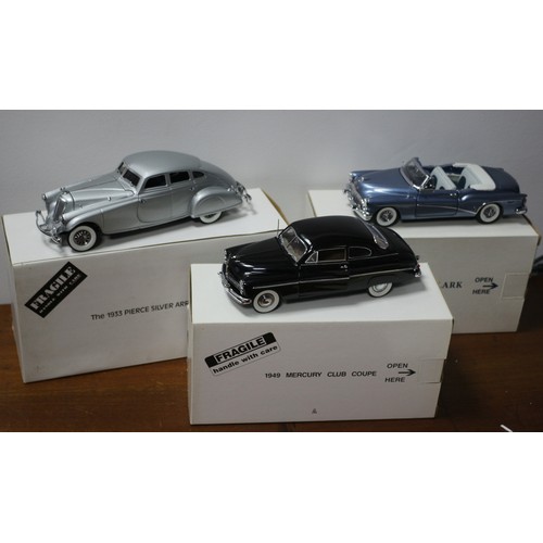 65 - Danbury Mint 1933 Pierce Silver Arrow 1:24 Scale Die Cast Boxed Model Car with a Danbury Mint 1949 M... 