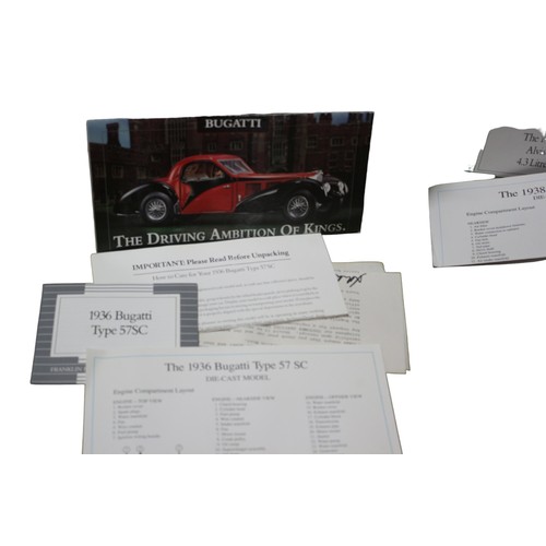 66 - Franklin Mint 1936 Bugatti Type 57SC 1:24 Scale Die Cast Model Car, Boxed with COA plus a Franklin M... 