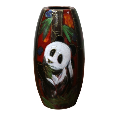 74 - Anita Harris Panda and Bamboo Vase with Gold Coloured Signature - 18cm