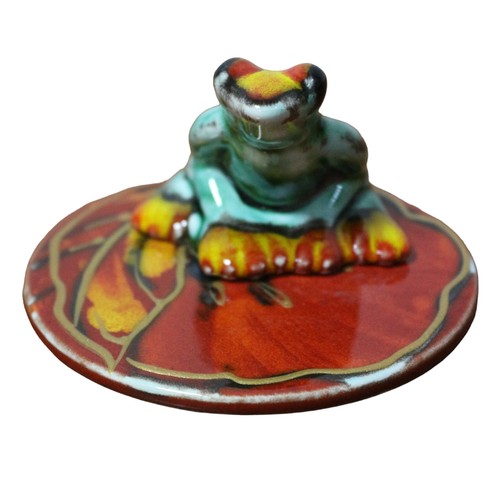 78 - Anita Harris Frog on a Lilly Pad with Bright Blue - 4.5cm