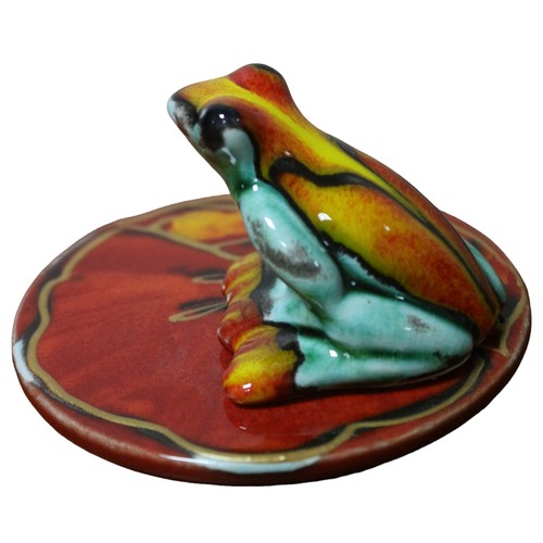 78 - Anita Harris Frog on a Lilly Pad with Bright Blue - 4.5cm