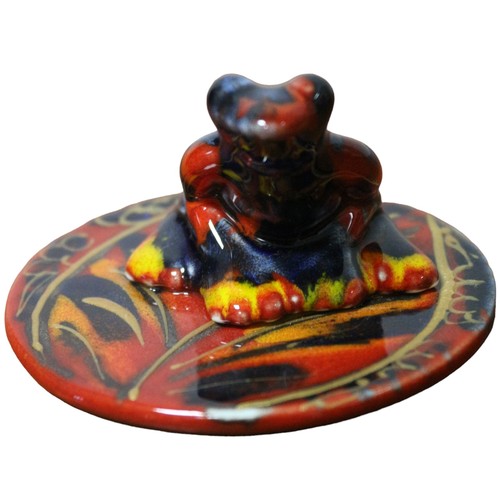 79 - Anita Harris Frog on a Lilly Pad with Bright Orange and Gold Colour Signature - 4.5cm