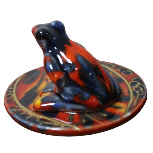 79 - Anita Harris Frog on a Lilly Pad with Bright Orange and Gold Colour Signature - 4.5cm