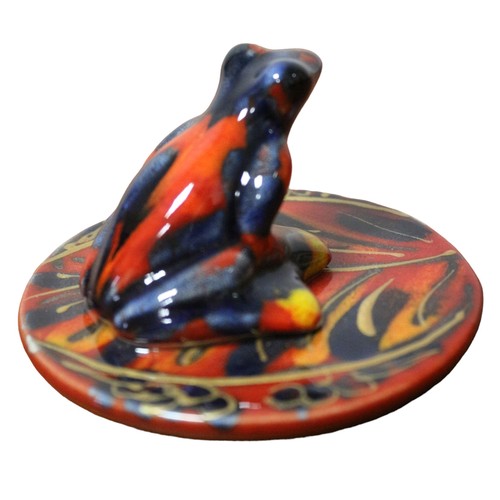 79 - Anita Harris Frog on a Lilly Pad with Bright Orange and Gold Colour Signature - 4.5cm